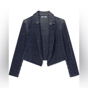 MM Lafleur Jolie Lapel Jardigan Navy and Ivory Ribbed Texture Knit XXL (Retired)